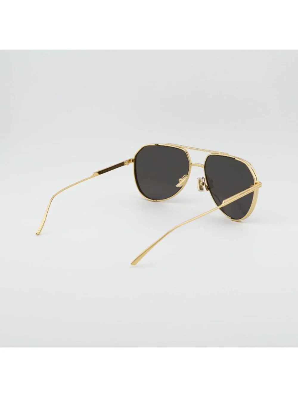Bottega Veneta BV1465S 001 Sunglasses Gold Aviator Frame, Grey Lenses
